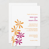Invitations oranges et fuchsia de mariage (Devant / Derrière)