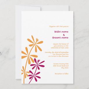 Invitations oranges et fuchsia de mariage