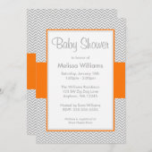 Invitations oranges et grises de baby shower de (Devant / Derrière)