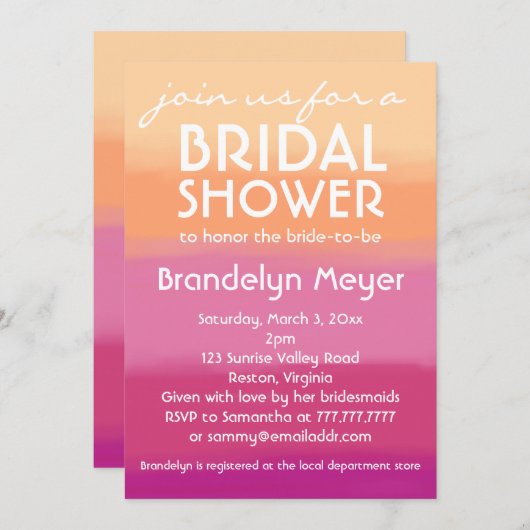 Invitations oranges roses modernes de Fête de la (Devant / Derrière)