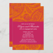 Invitations oranges roses modernes de fiançailles (Devant / Derrière)