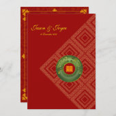Invitations orientales de mariage de bonheur de (Devant / Derrière)