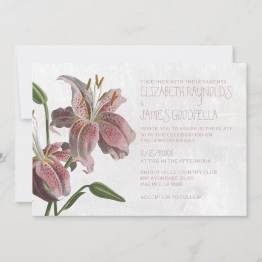 Invitations orientales de mariage de lis (Devant)