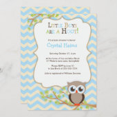 Invitations orientées de baby shower de hibou de (Devant / Derrière)