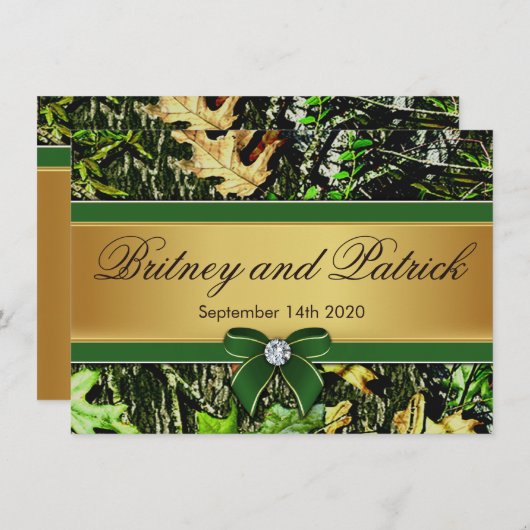 Invitations orientées de mariage de Camo de chasse (Devant / Derrière)