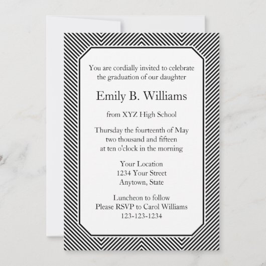 Invitations ou annonces de graduation noire (Devant)