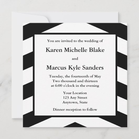 Invitations ou annonces de mariage d'Carrés noirs (Devant)