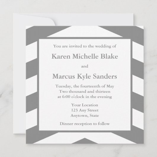 Invitations ou annonces de mariage de Carrés gris (Devant)