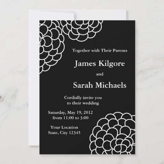 Invitations ou annonces de mariage noir et blanc (Devant)