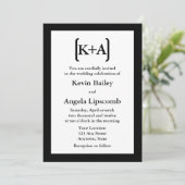 Invitations ou annonces de mariage noir moderne (Debout devant)