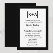 Invitations ou annonces de mariage noir moderne (Devant / Derrière)