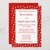 Invitations ou annonces de mariage rouge - points (Devant / Derrière)