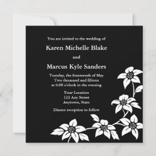 Invitations ou annonces florales noires de mariage