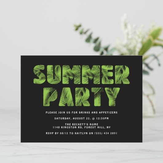 Invitations Palm Leaf Summer Party (Debout devant)
