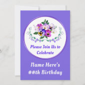 Invitations Pansy, Jolies Invitations Anniversaire (Devant)