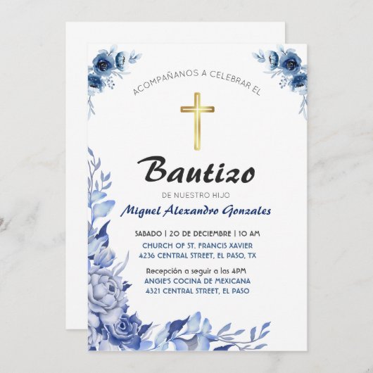 Invitations Para Bautizo (Devant / Derrière)