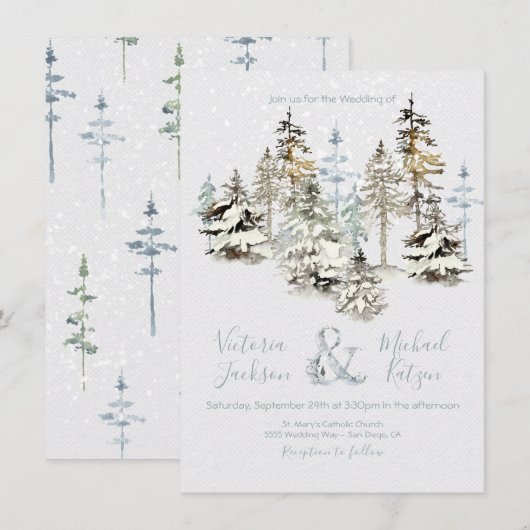 Invitations parfaites à mariage dans la forêt de n (Devant / Derrière)