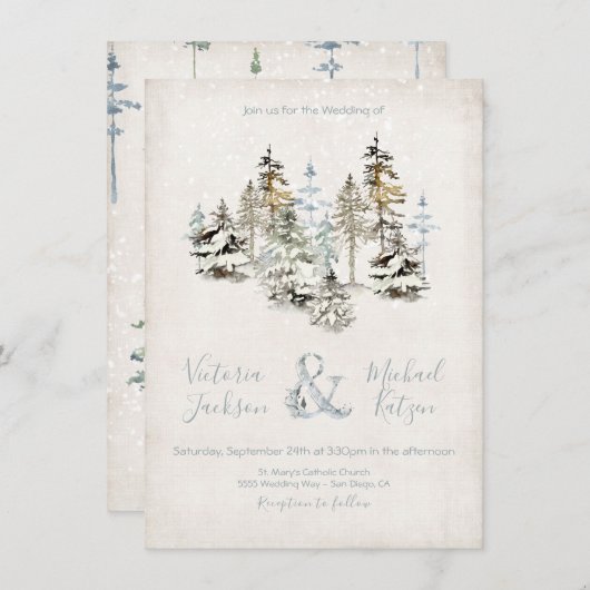 Invitations parfaites à mariage dans la forêt de n (Devant / Derrière)