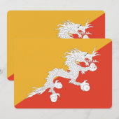 Invitations patriotiques avec drapeau du Bhoutan (Devant / Derrière)