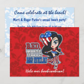 Invitations patriotiques de la fille rouge, blanch (Devant / Derrière)