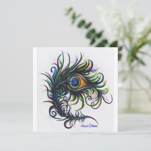 Invitations Peacock Feather (Debout devant)