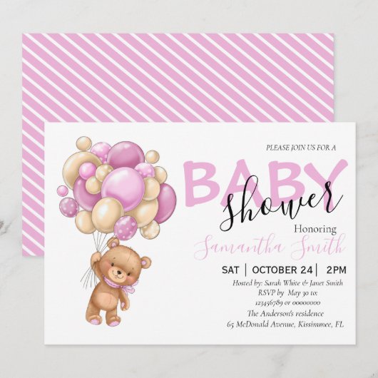 invitations personnalisables à la douche pour bébé (Devant / Derrière)