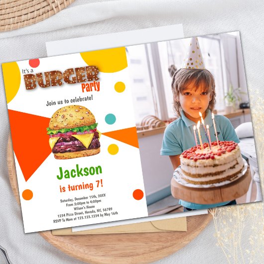 Invitations personnalisables de Burger Party pour 