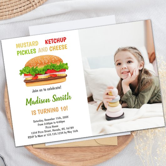 Invitations personnalisables de Burger Party pour