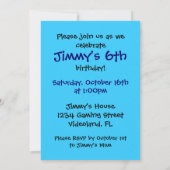 invitations personnalisables de la fête d'annivers (Dos)