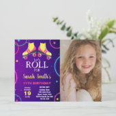 Invitations personnalisables de parties de patinag (Debout devant)