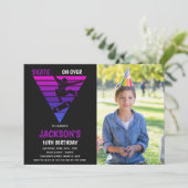 Invitations personnalisables de parties de patinag (Debout devant)