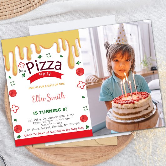 Invitations personnalisables de pizza Party pour e