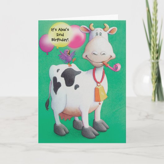 Invitations personnalisables de vache d'anniversai (Devant)
