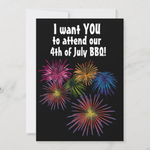 INVITATIONS PERSONNALISÉES 4 juillet FEU BBQ