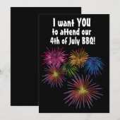 INVITATIONS PERSONNALISÉES 4 juillet FEU BBQ (Devant / Derrière)