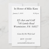 Invitations personnalisées à la fête du 40e annive (Dos)