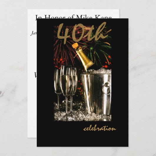 Invitations personnalisées à la fête du 40e annive (Devant / Derrière)