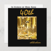 Invitations personnalisées à la fête du 40e annive (Devant / Derrière)