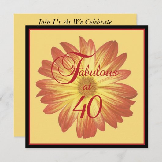 Invitations personnalisées à la fête du 40e annive (Devant / Derrière)