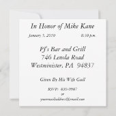 Invitations personnalisées à la fête du 50e annive (Dos)