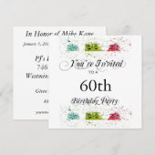 Invitations personnalisées à la fête du 60e annive (Devant / Derrière)