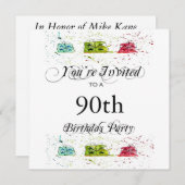 Invitations personnalisées à la fête du 90e annive (Devant / Derrière)