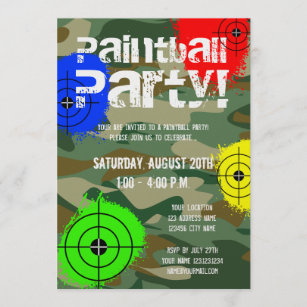 Invitations Faire Part Cartes Anniversaire Paintball Zazzle Be