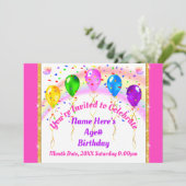 Invitations personnalisées de ballons, arc-en-ciel (Debout devant)