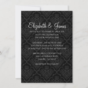 Invitations personnalisées de Black Mariage damass