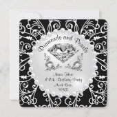 Invitations personnalisées de diamants et de perle (Devant)