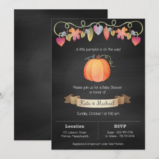 Invitations personnalisées de douches pour bébés (Devant / Derrière)