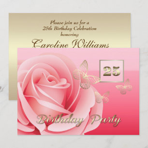 Invitations personnalisées de fête du 25e annivers