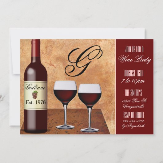 Invitations Personnalisées De La Fête Du Vin (Devant)