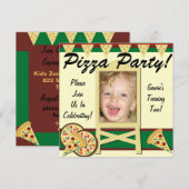 Invitations Personnalisées De La Pizza Party (Devant / Derrière)